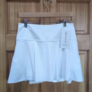 NEW Tags Athleta Ace Medium Tennis Exercise 13.5" White Skort Skirt Pocket Spots